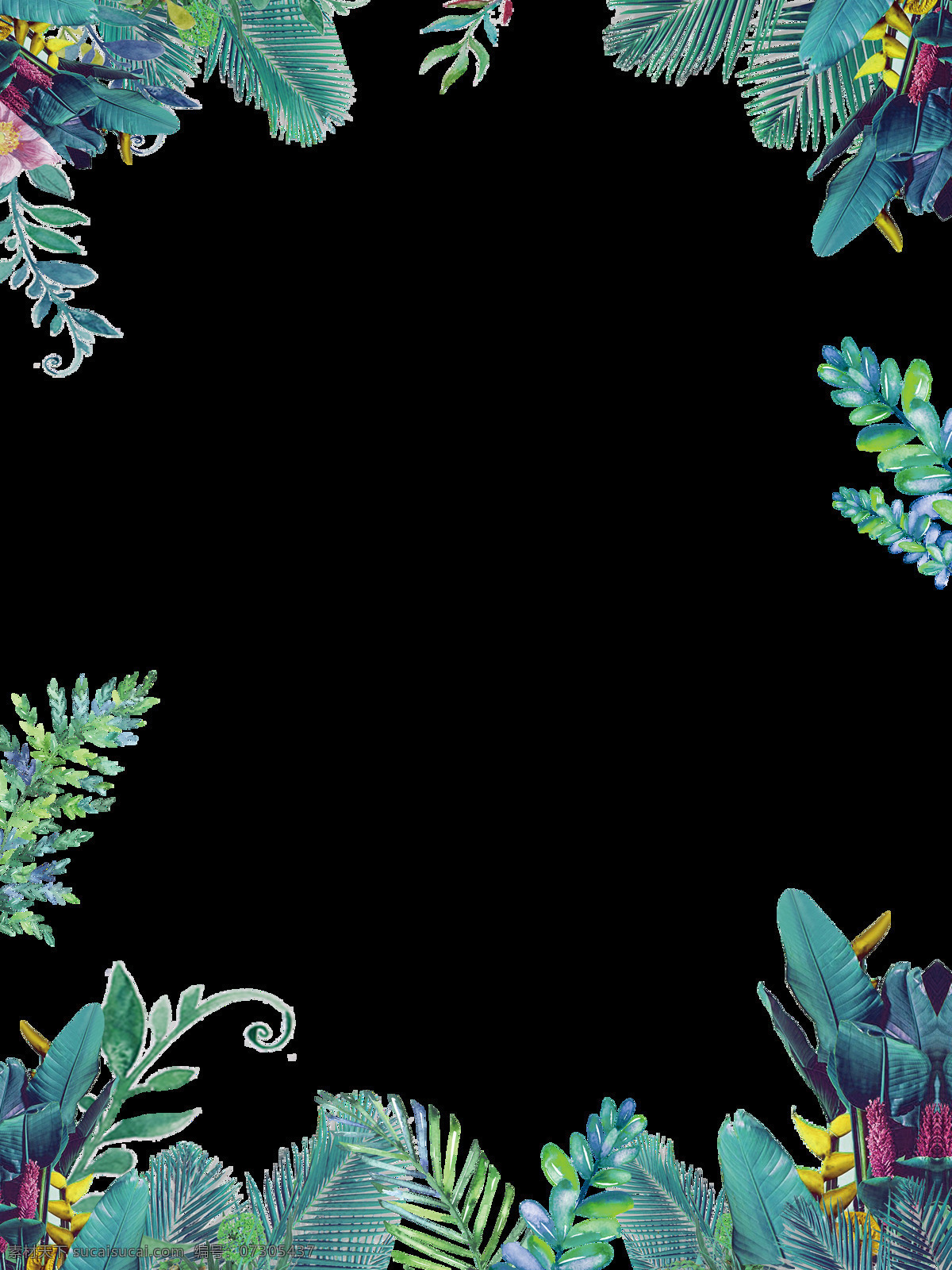 植物 树叶 花边 装饰 透明 花草 蓝色 绿色 绿叶 免扣素材 透明素材 装饰图片