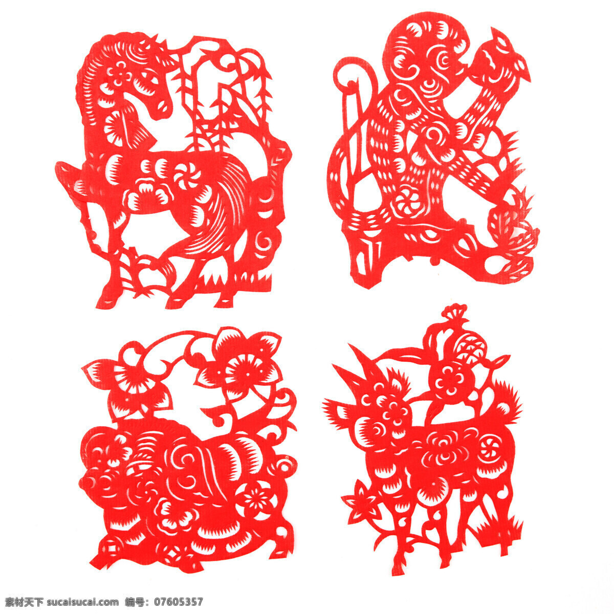 传统文化 红色 猴 剪纸 剪纸马 剪纸生肖 马年 生肖 设计素材 模板下载 马 羊 猪 文化艺术 节日素材 2015羊年