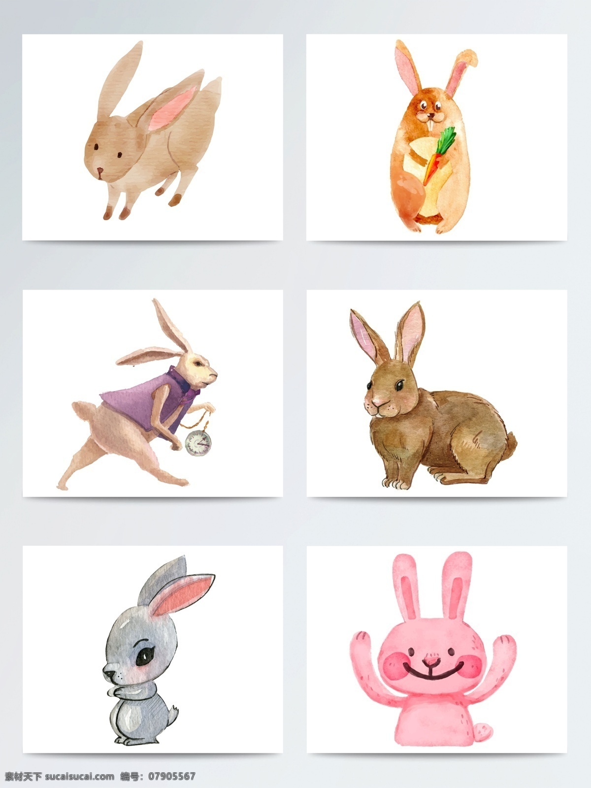 手绘 水彩 兔子 复活节 ai格式 卡通兔子 矢量素材 复活兔子 可爱兔子 手绘兔子 节日元素 水彩兔子