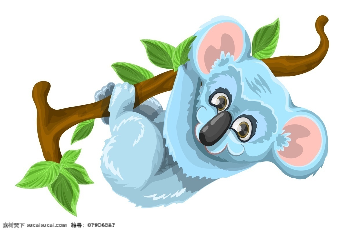 卡通 考拉 动物 卡通动物素材 卡通考拉 树木 树叶