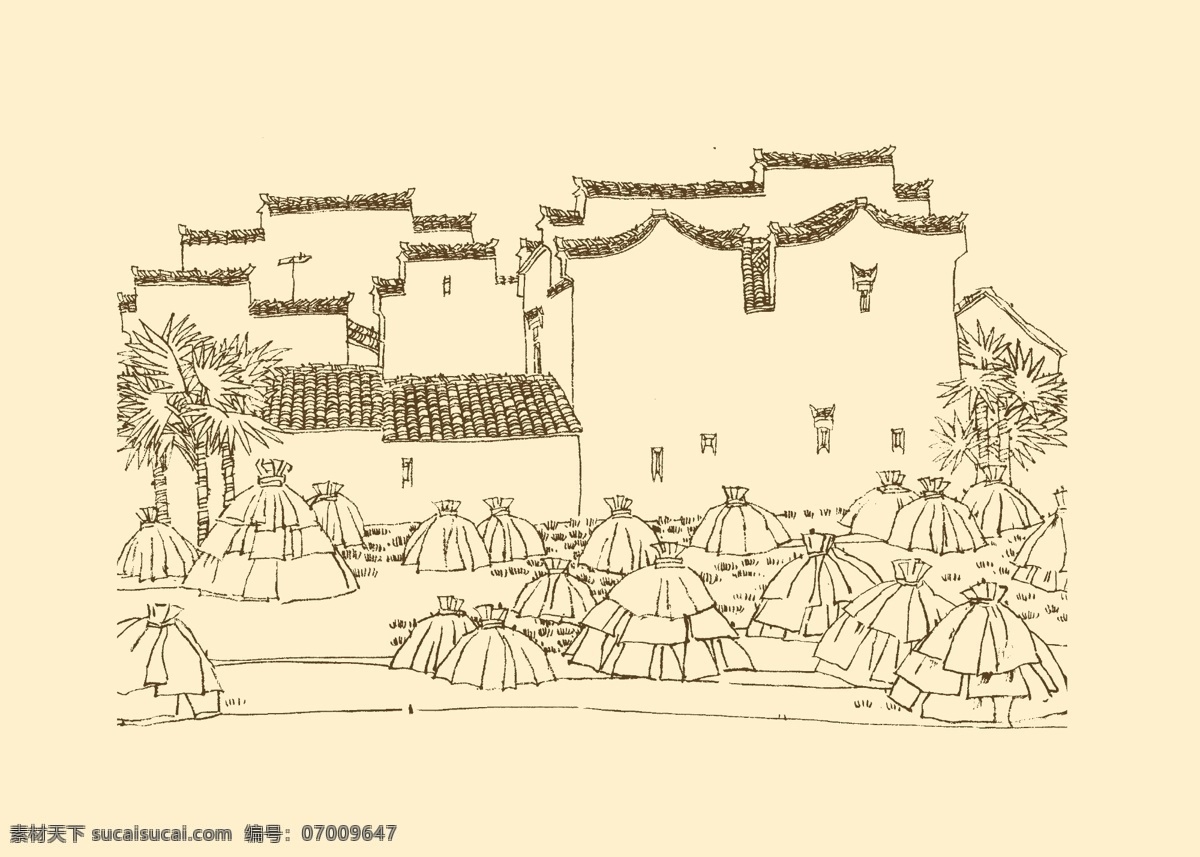 皖南古民居 白描 构图 建筑 古建筑 线描 勾勒 线条 民居 速写 钢笔画 徽派建筑 皖南 古 资料集 风景 分层 源文件