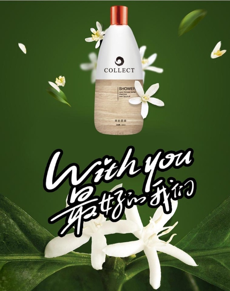 植物 洗 护 产品 海报 产品海报设计 化妆品海报 绿色植物 白色纯花 美丽花朵 最好的我们 招贴设计