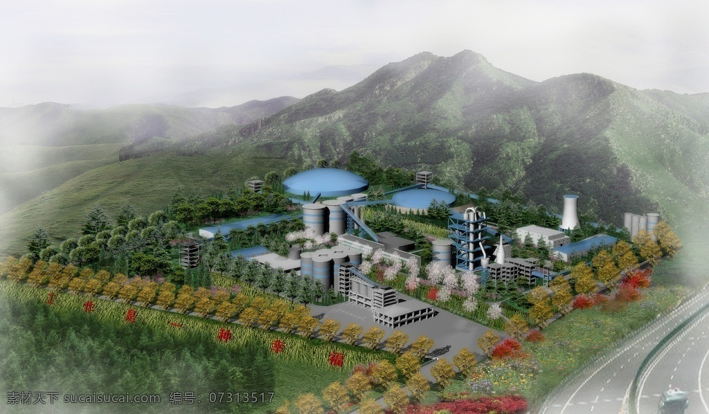 水泥厂 厂区 绿化 景观 景观设计 环境设计