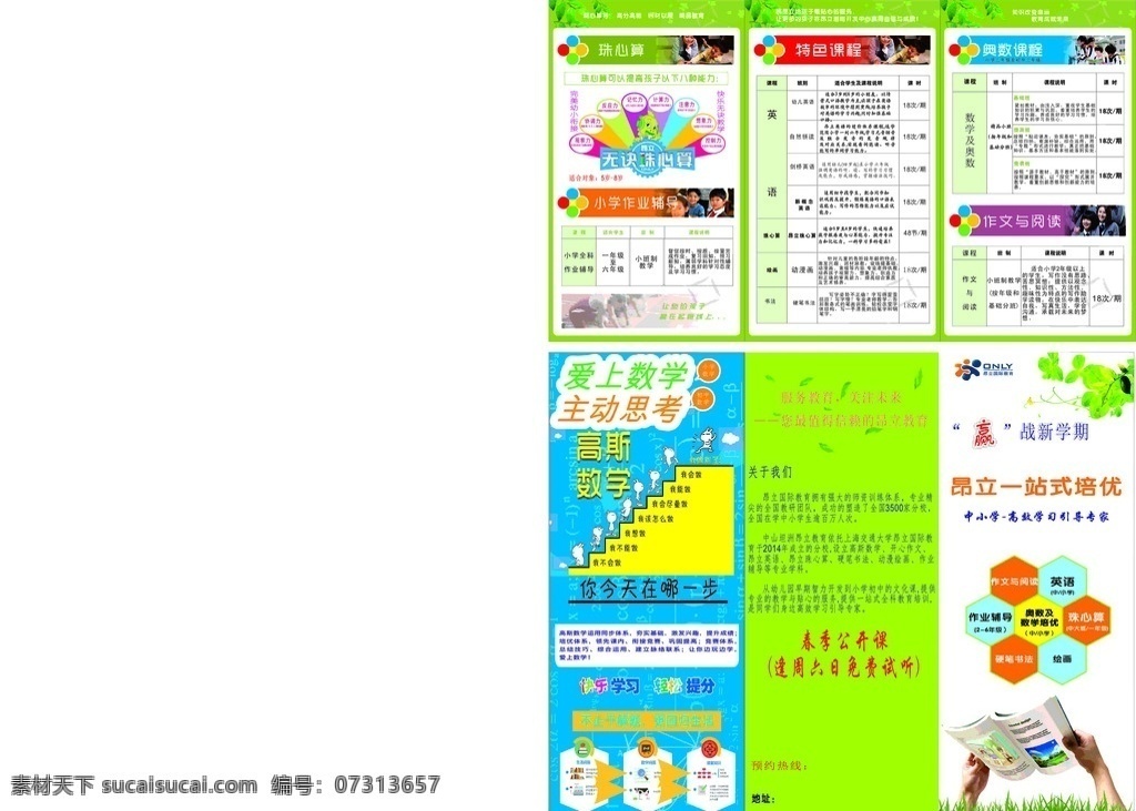 教育宣传单页 一站式培优 昂立 数学 春季 作文 文化艺术