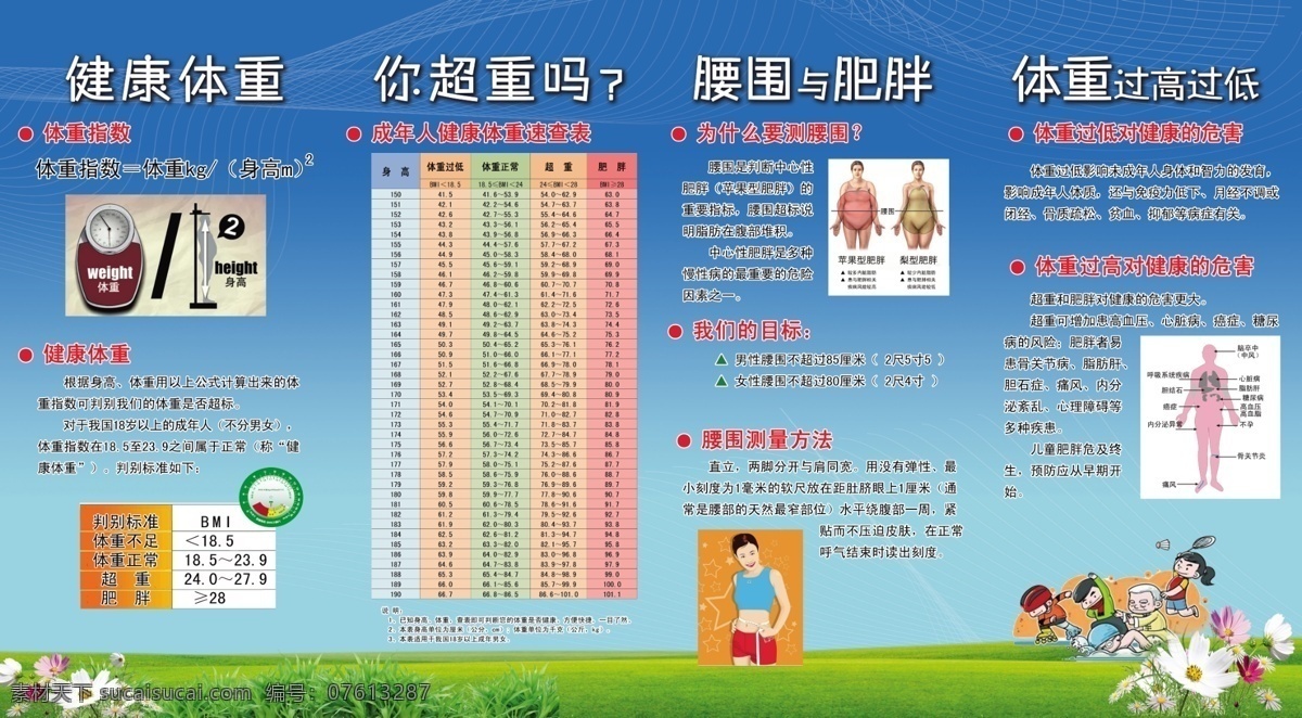 健康体重折页 健康 健康生活方式 健康四大基石 疾病预防控制 慢性病 肥胖 超重 慢性病防控 分层