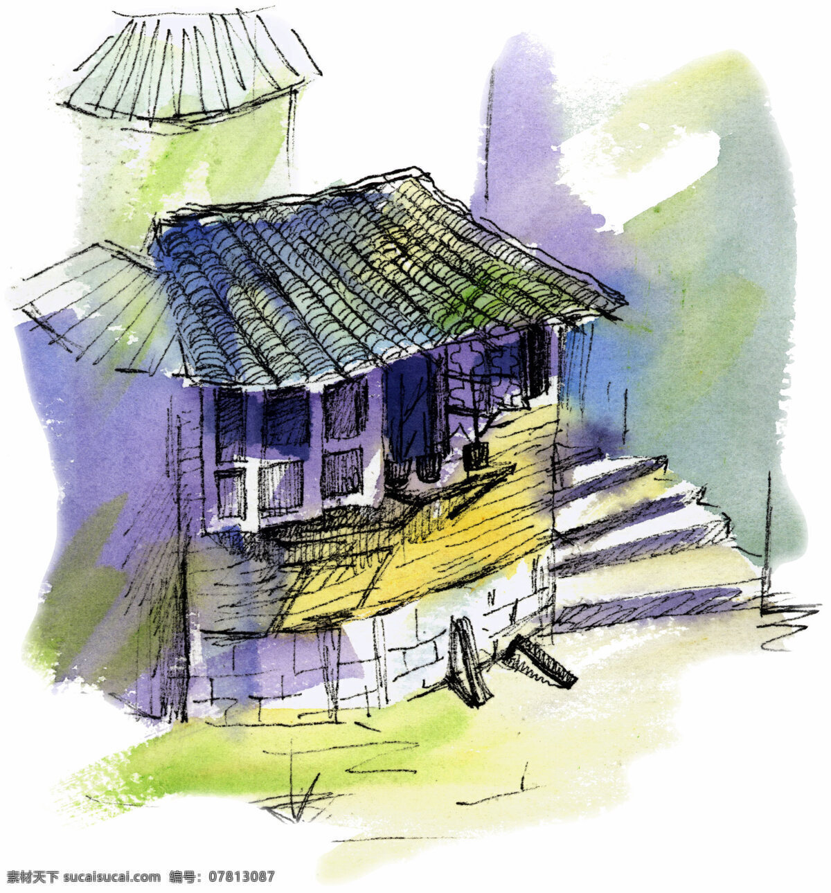 水彩风景 彩绘 世界 彩绘世界 设计素材 水彩画篇 书画美术 白色
