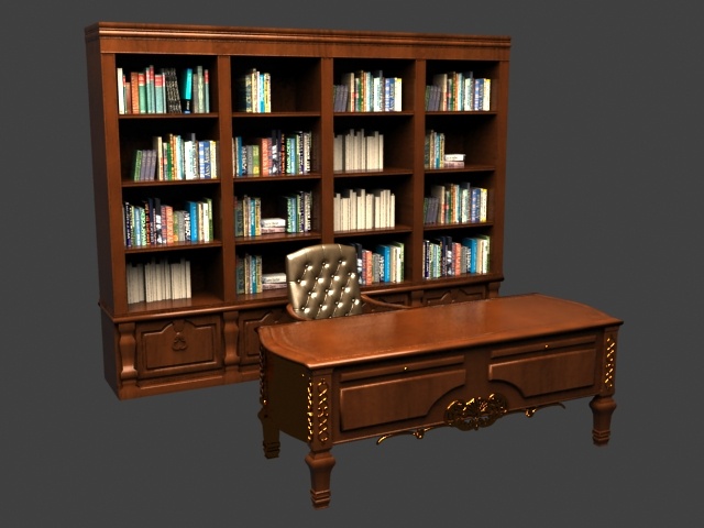 古典 欧式 书房 搭配 桌椅 组合 桌椅组合 书桌 办公桌 办公室 max 黑色