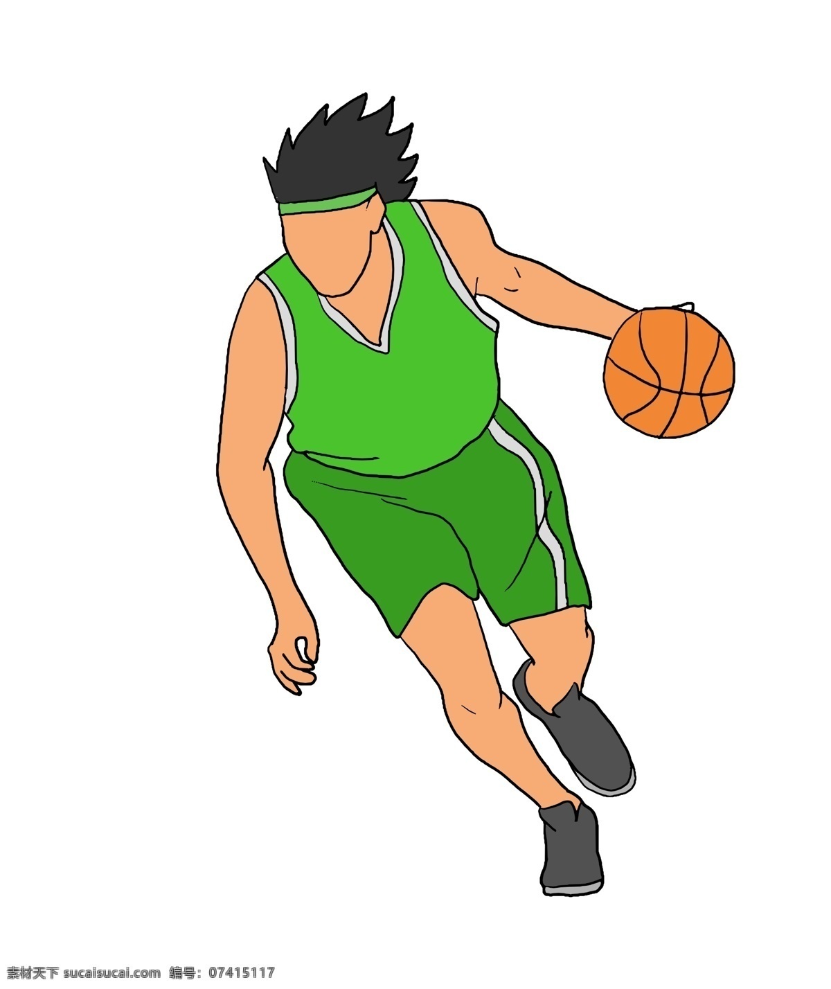 穿 绿色 运动服 篮球 男孩 插画 绿色运动服 运动员 卡通人物插画 体育运动 奔跑的男孩 打篮球的男孩