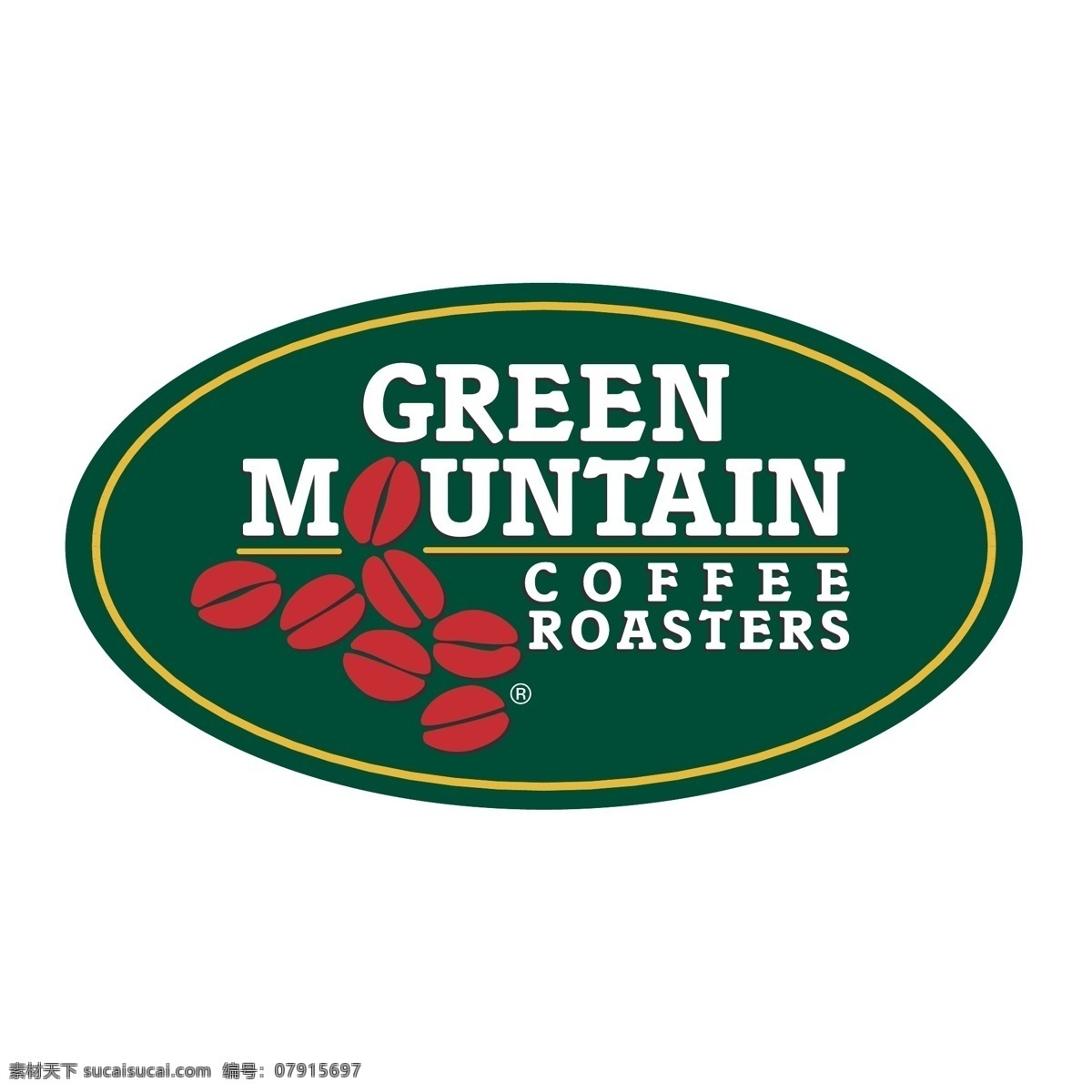 免费 绿山 咖啡 烘焙 公司 标志 自由 白色