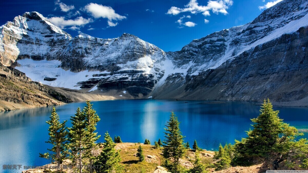 加拿大山脉 canada 加拿大 山脉 湖 碧湖 雪景 蓝天 自然景观 自然风景