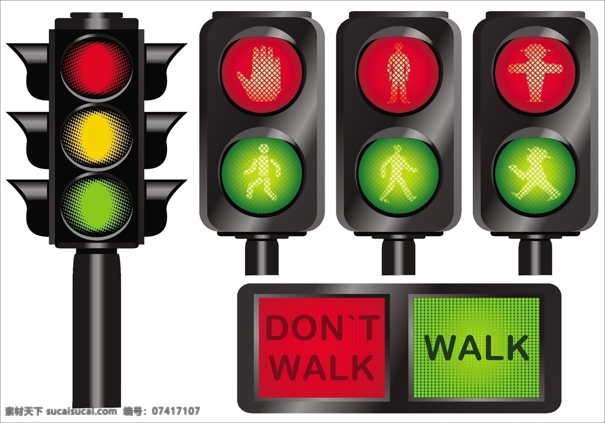 红绿灯 指示灯 红灯 绿灯 黄灯 交警 路口 指示 通行 禁止 矢量 矢量其他 矢量素材 其他矢量