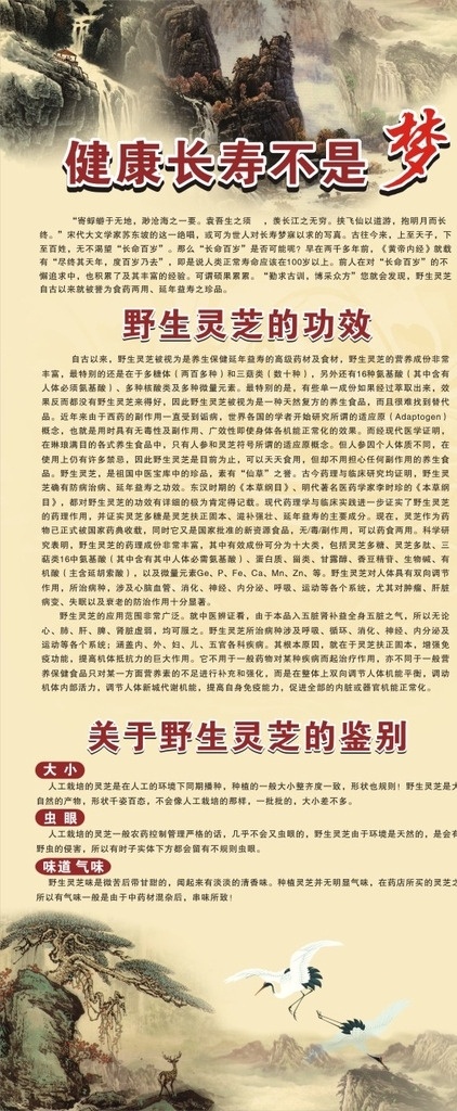 灵芝鉴定 灵芝海报 灵芝展架 野生灵芝 仙鹤 海报宣传单