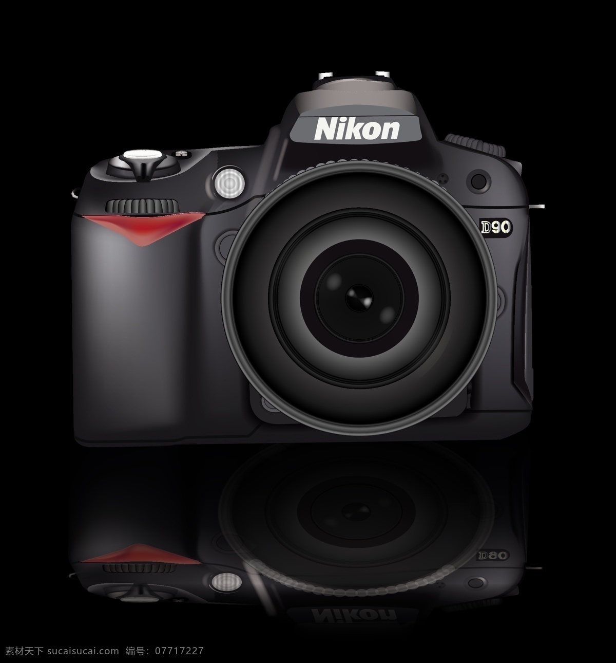 尼康 单反 d90 尼康相机 尼康d90 单反相机 相机 矢量素材 黑色