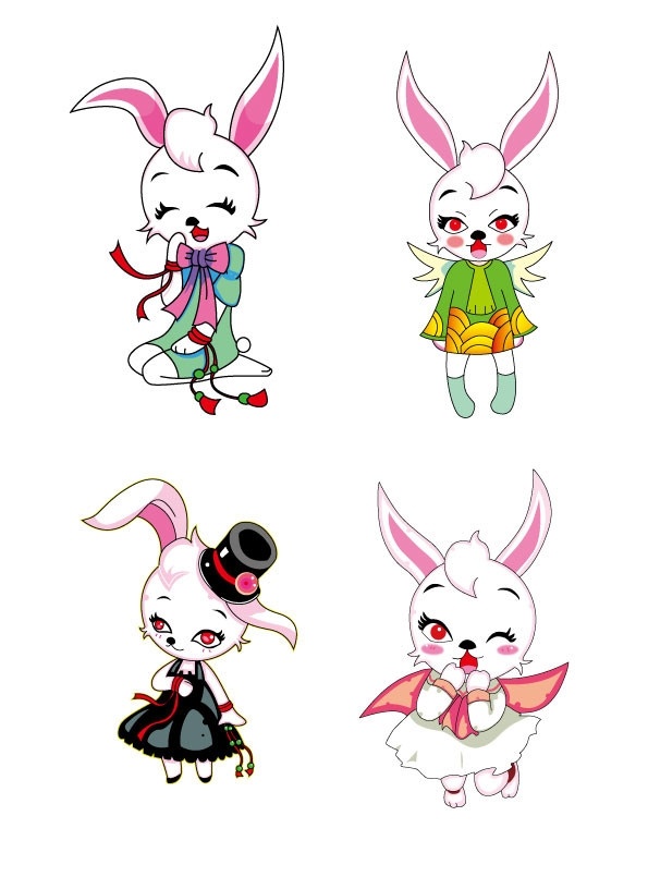 卡通兔子 卡通 兔子 动物 小可爱 小白兔 野生动物 生物世界 矢量