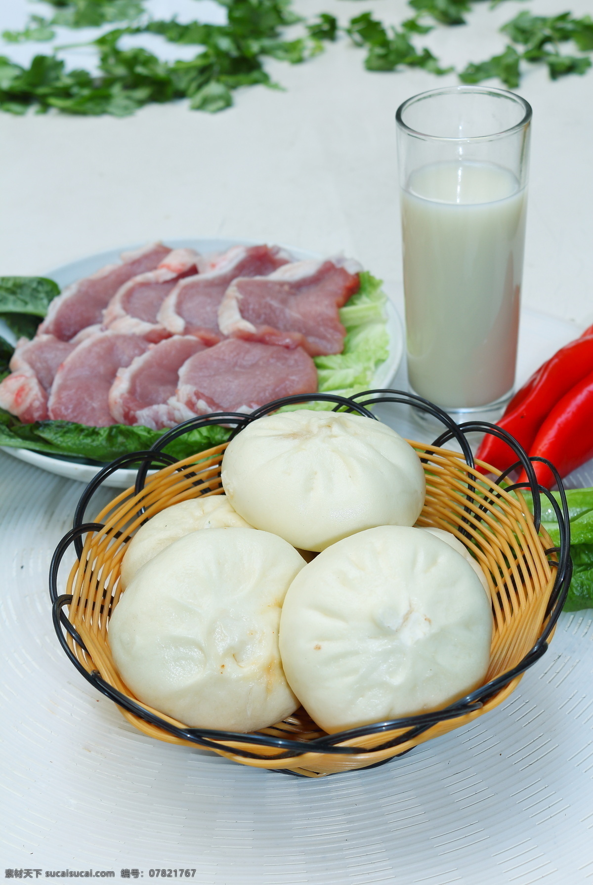 包子 鲜肉包豆浆 传统美食 餐饮美食