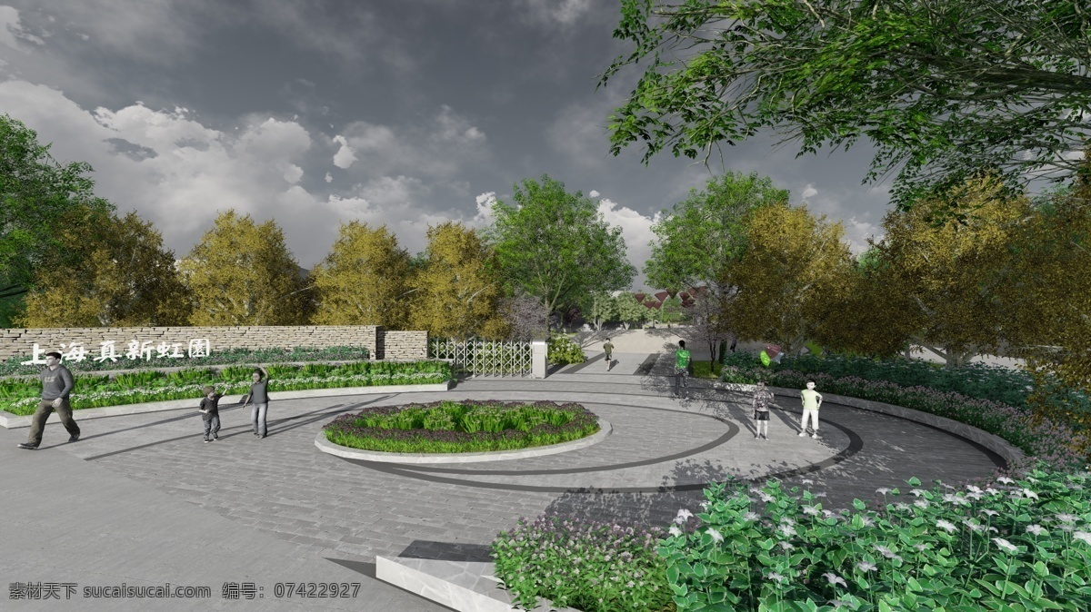入口小场景 广场 公园 入口 透视 小场景 效果图 lumion 3d设计 bmp