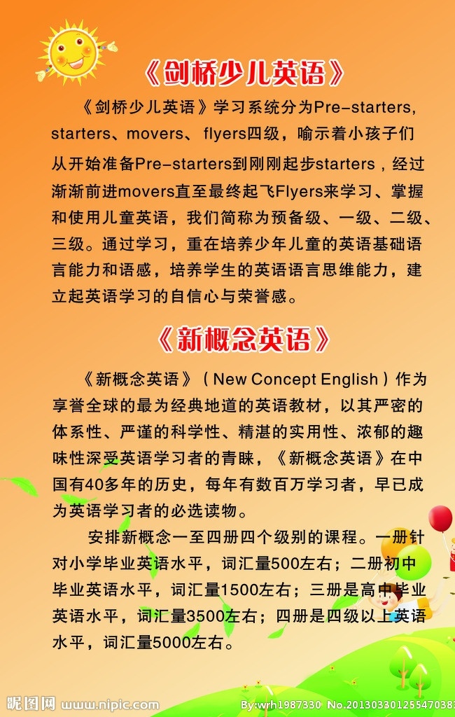 少儿英语展板 剑桥 少儿 英语 展板 新概念英语 小学毕业 英语水平 学习者 必选读物 矢量