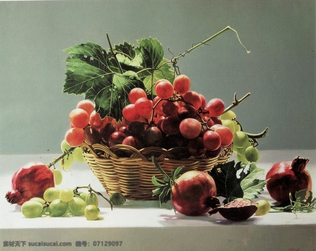 水果油画 水果 葡萄 篮子 油画 壁画 装饰画 油画专辑 文化艺术 绘画书法
