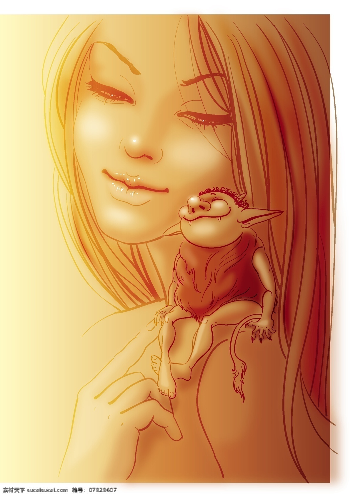 漫画 女性人物 精灵 插画 怪物 女性 人物 矢量人物 矢量素材 矢量图