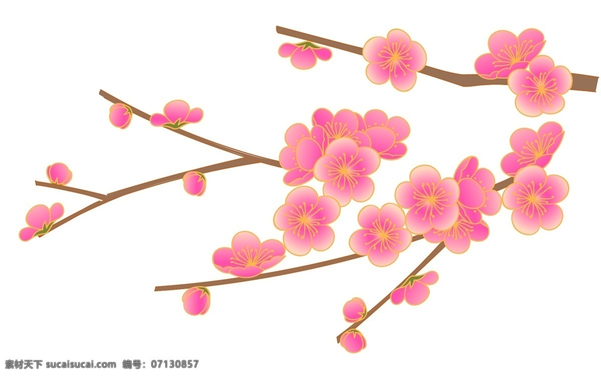 粉色 渐变 装饰 桃花 商用 元素 渐变色 桃树枝 装饰图案