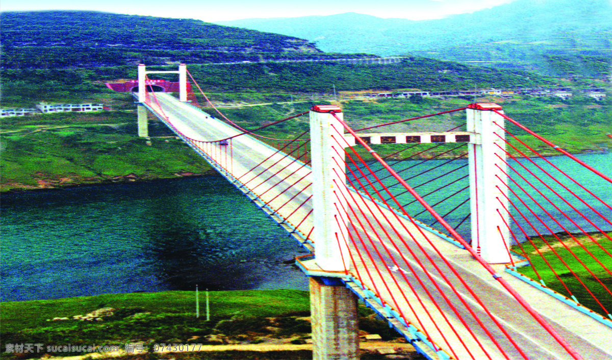 大桥 高速 河流 交通工具 桥梁 现代科技 乌江大桥 乌江渡口 悬索桥 组合索桥 精品工程掠影 矢量图