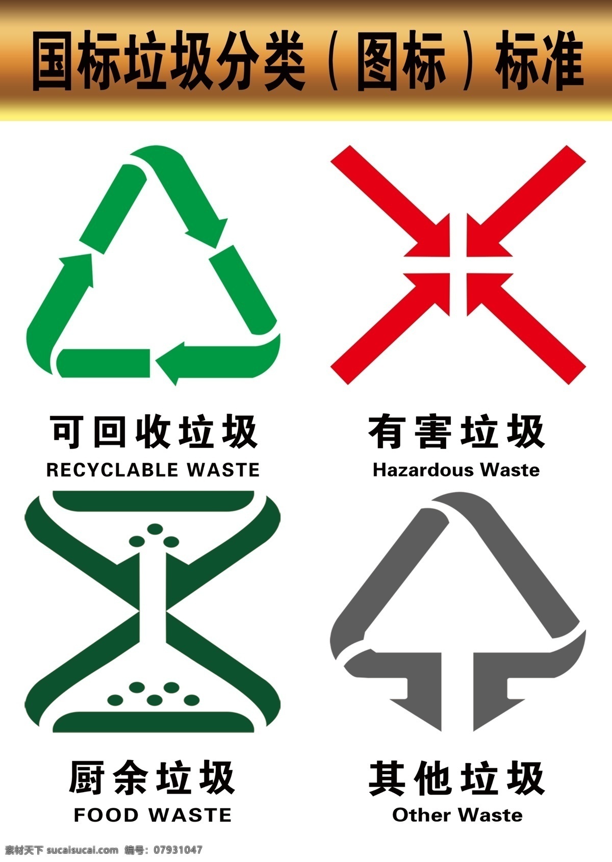 国标 垃圾 分类 标准 图标 logo 垃圾分类标准 公共标识 psd分层 高清 标志图标 公共标识标志