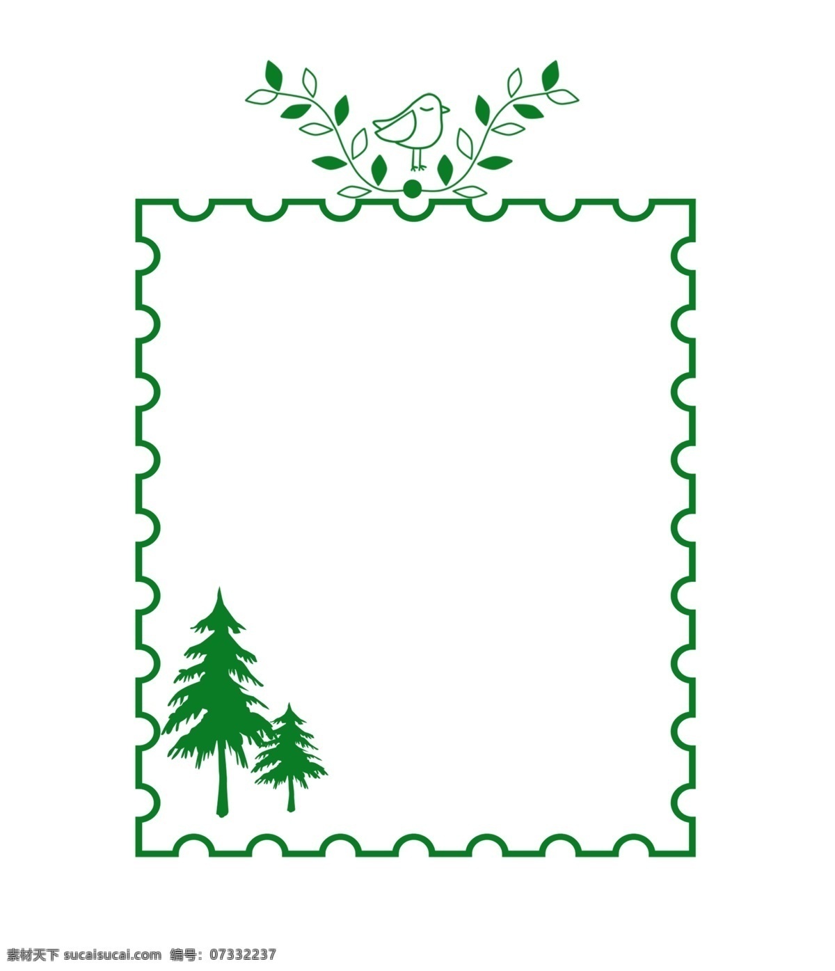树木边框插画 树木 绿色 边框