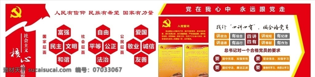 党建室内展示 核心价值观 四讲四有 红色 入党誓词 党员的权利 贵州 福泉