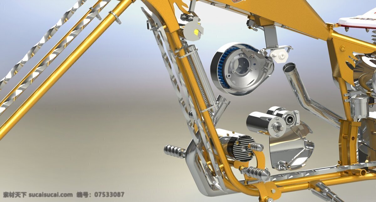 扭曲 downtube 附件 钢 架 摩托车 斩波器 白色