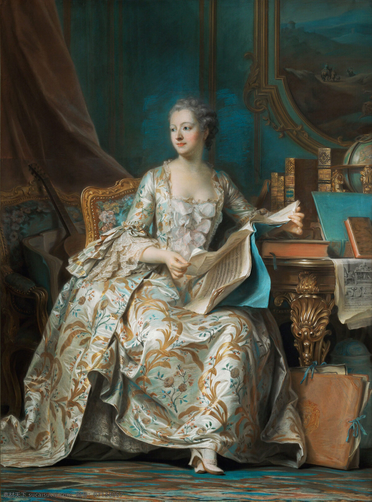 古典肖像油画 唯美 古典技法 花瓶 蕾丝 女画家 伯爵帽子 奢华 宫廷 坐姿 绘画书法 文化艺术