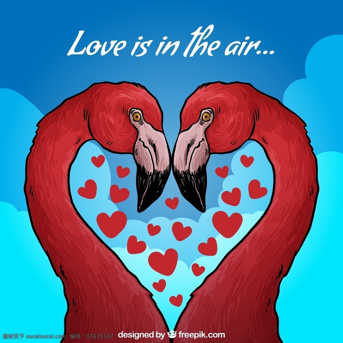 爱情火烈鸟 象征 爱情 火烈鸟 愛心 红色