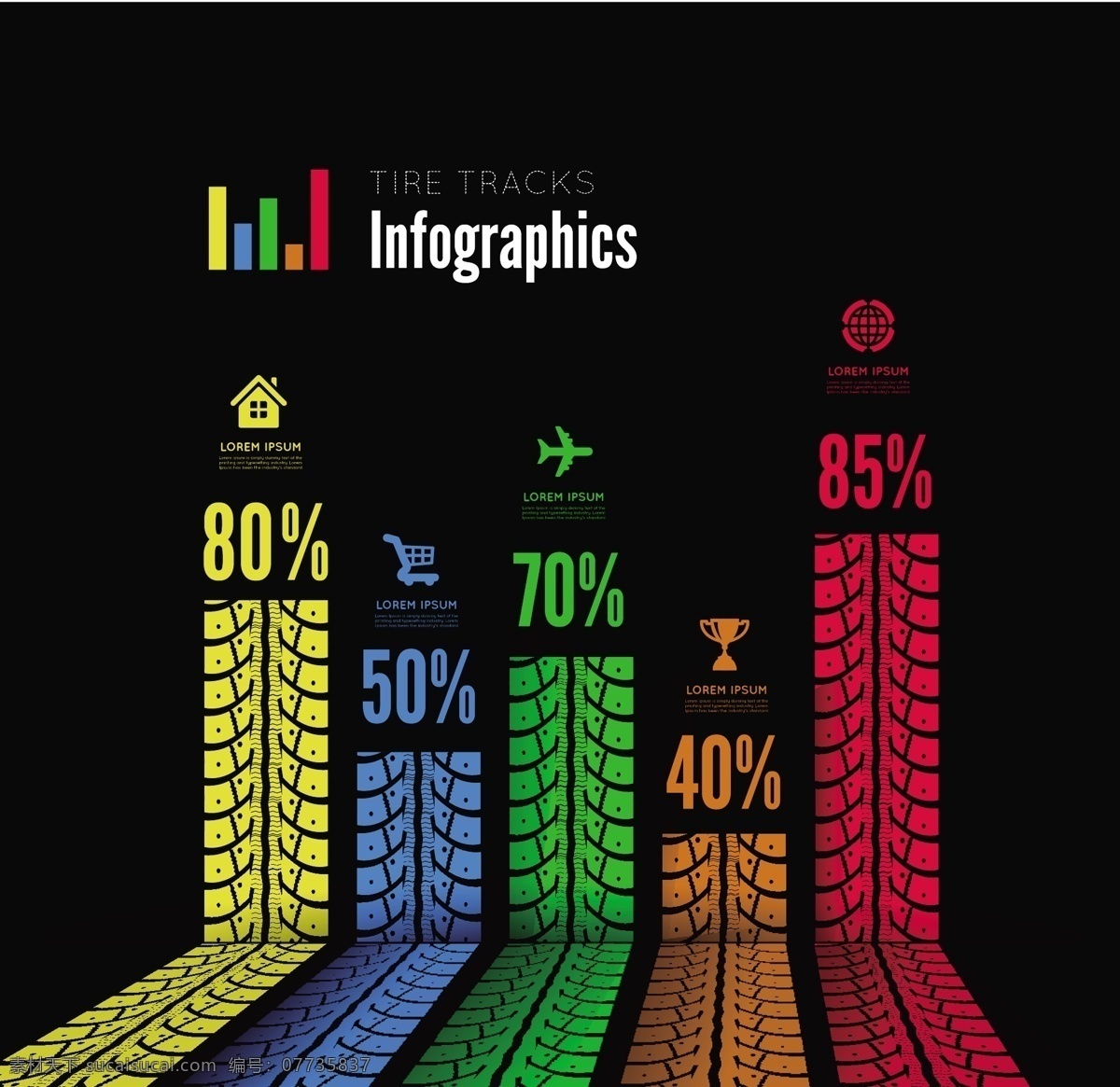 创意 车轮 印 商务 信息 图 矢量 房屋 百分比 飞机 购物车 奖杯 车轮印 信息图 轮胎印 柱形图 矢量图 黑色