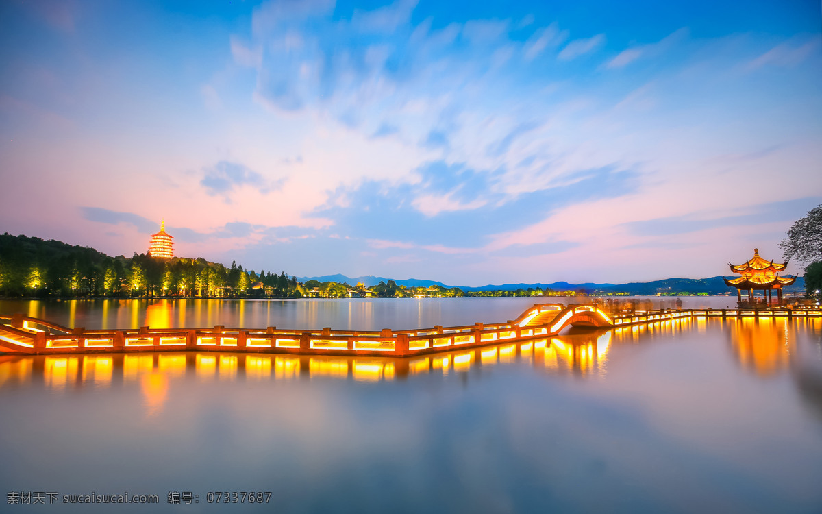 杭州西湖 夜景 风景 江南 水乡 华东 断桥 风景照 旅游摄影 国内旅游