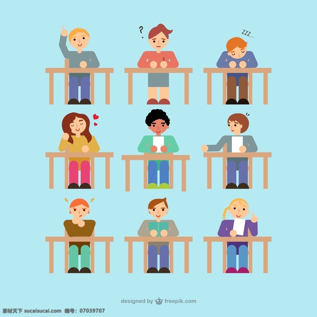 课堂 学生 ai格式 教室 教育 考试 人物 矢量图 矢量 矢量人物