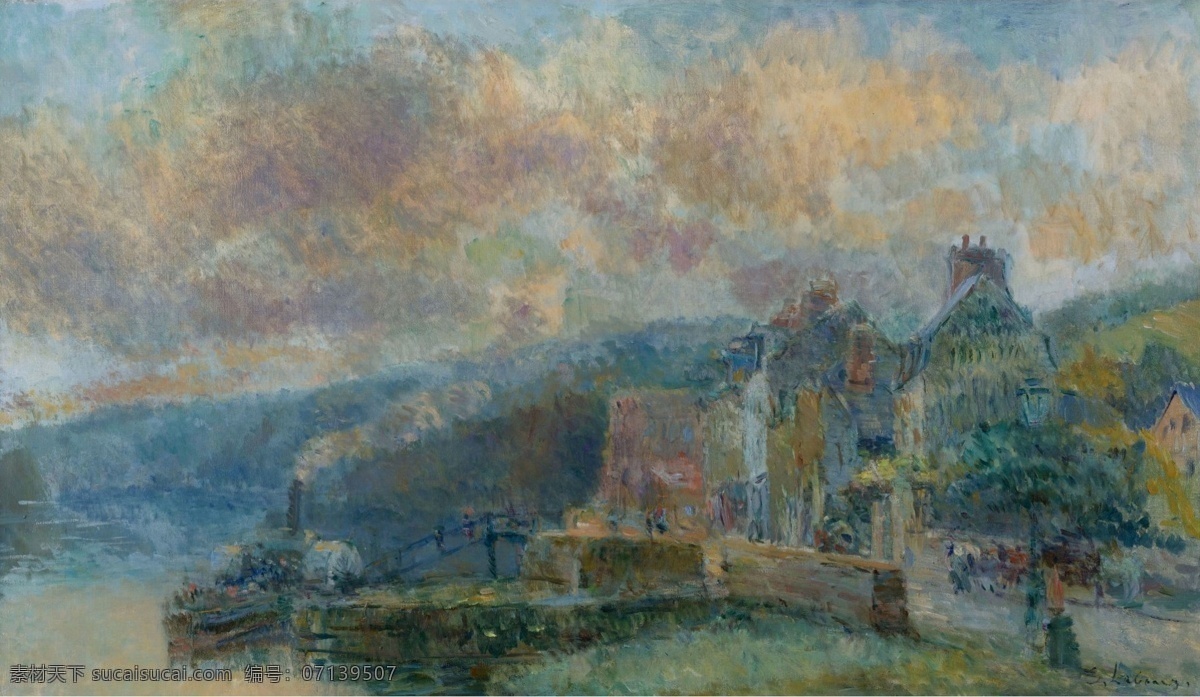 风景油画 河流 湖泊 绘画书法 农田 青草 森林 自然风光 小河 树林 田野 野外 油画绘画 文化艺术 家居装饰素材