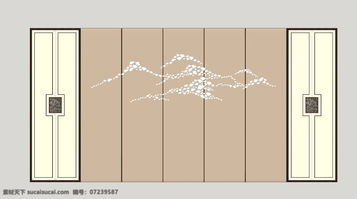 新中式背景墙 背景墙 屏风 隔断 中式屏风 山水意境 山水文化 中式意境 山水画 花鸟画 富贵堂皇 新中式 新中式风格 电视背景墙 草图大师 草图大师模型 环境设计 效果图