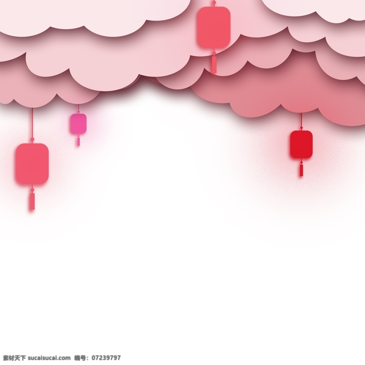 手绘 灯笼 不规则 边框 红色的灯笼 粉色的云朵 卡通边框 不规则边框 美丽的边框
