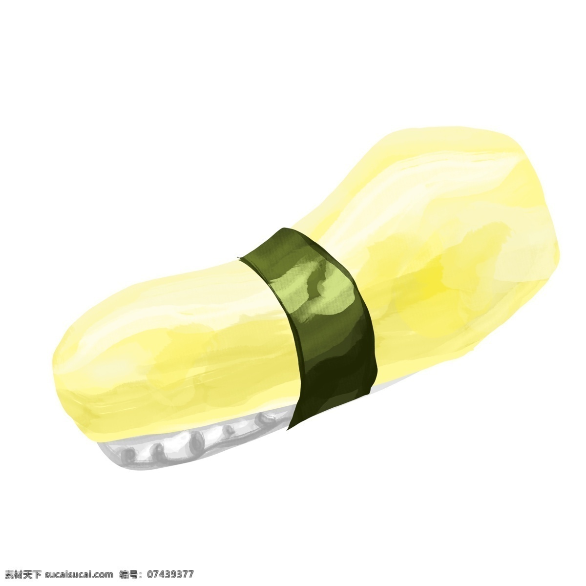 黄色 日本 寿司 插画 日本寿司 特色美食 黄色寿司 美食 食物 卡通寿司 长条形寿司 日式寿司插画