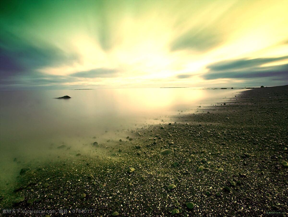傍晚 沙滩 风景 高清 天空 海边 黄昏