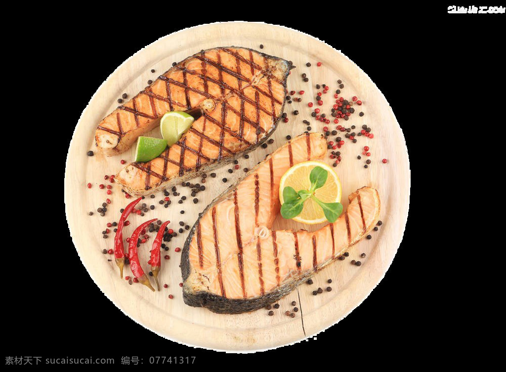 清新 烤鱼 料理 美食 装饰 元素 浅色盘子 日本文化 日式料理 日式美食 装饰元素