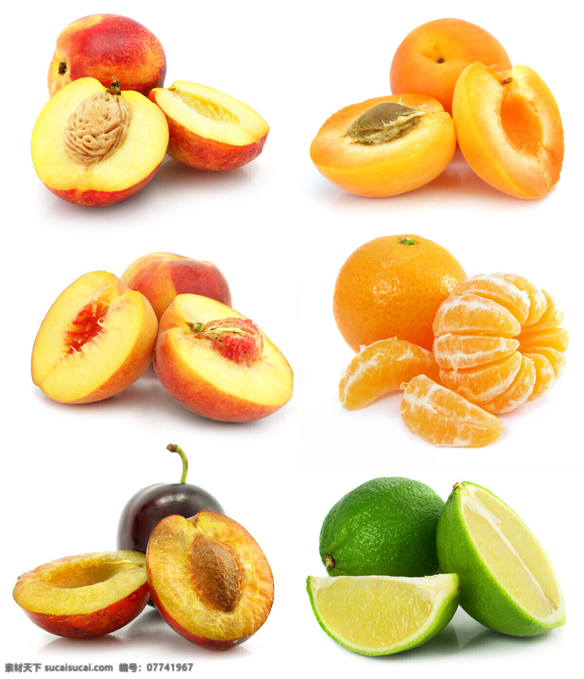 新鲜水果摄影 水果 新鲜水果 摄影图 桃 杏 橙 李子 桔子 果肉 水果切面 切开的水果 水果蔬菜 餐饮美食 白色