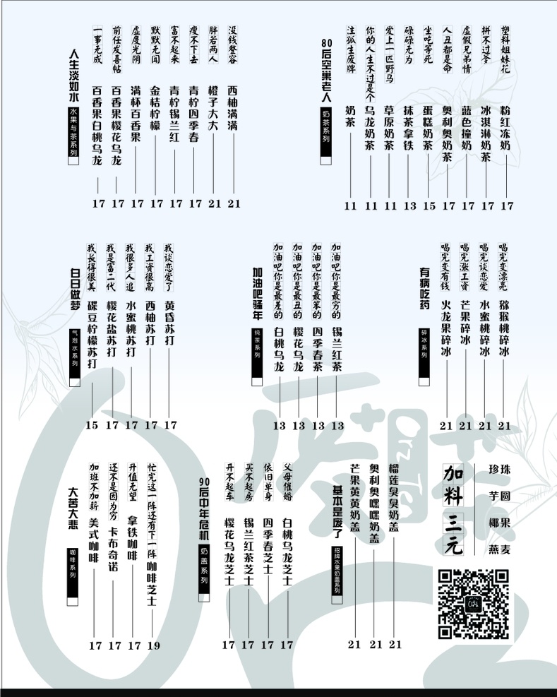 奶茶菜单 菜单 奶茶店 竖版 个性 语句 菜单菜谱