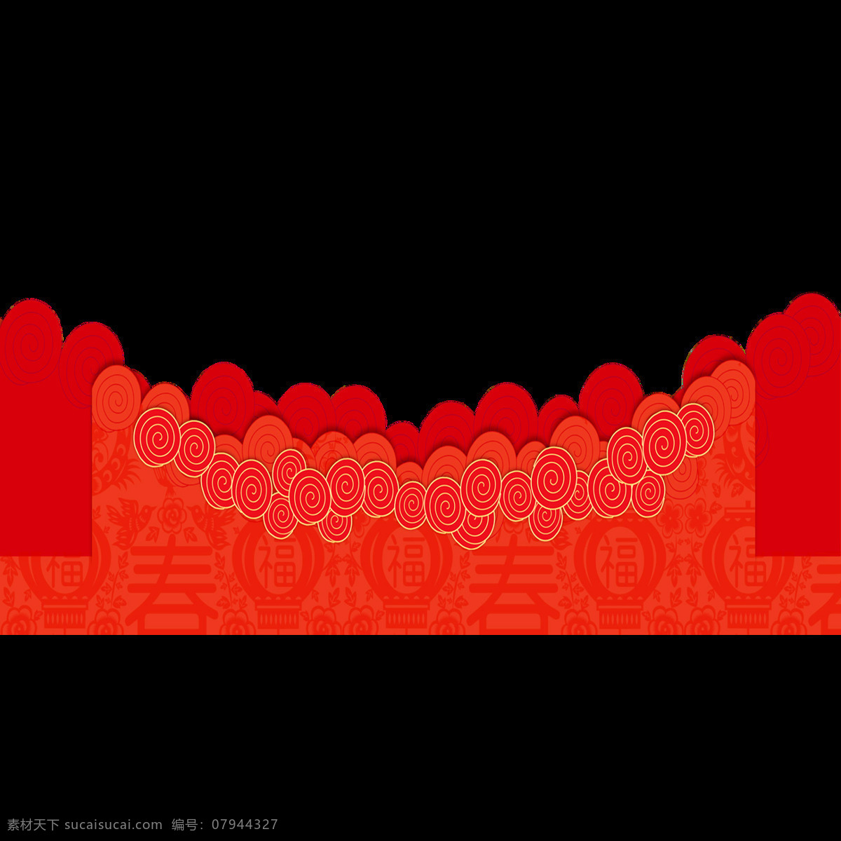 手绘 花纹 边框 元素 喜庆 红色线条 免抠