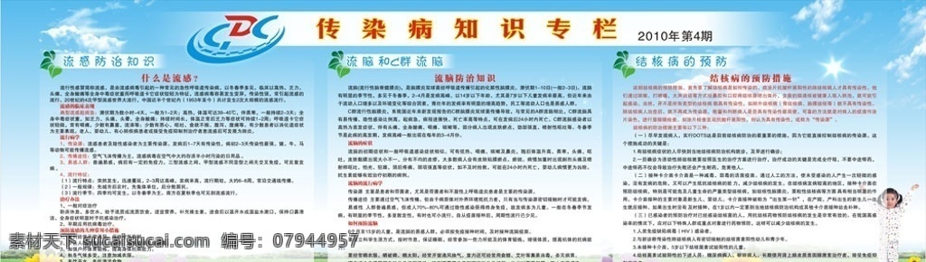 传染病 知识 专栏 知识专栏 蓝天白云 绿色背景 展板模板 矢量