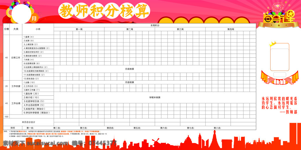 学校 教师 评比 每月 之星 制 展 版 教师展板 展板 教师评比 教师积分 展架 cdr设计 平面设计