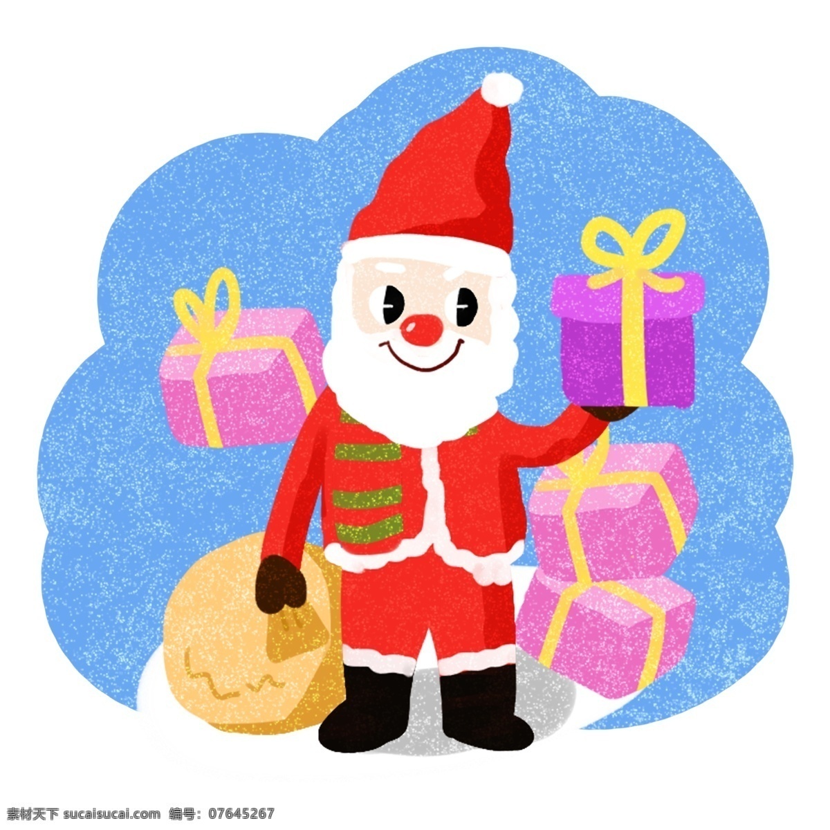 圣诞节 可爱 圣诞老人 卡通 插画 很多 礼物 合集 圣诞 过节 节日 冬季 淘宝 天猫 海报 活动 促销 大促 送礼物的老人