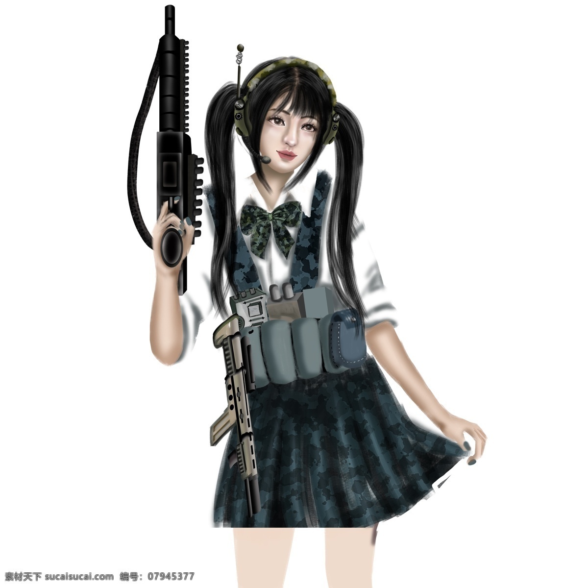 玩 吃 鸡 游戏 萌 系 少女 商用 元素 卡通 漫画风 人物 插画 女生 手绘 吃鸡