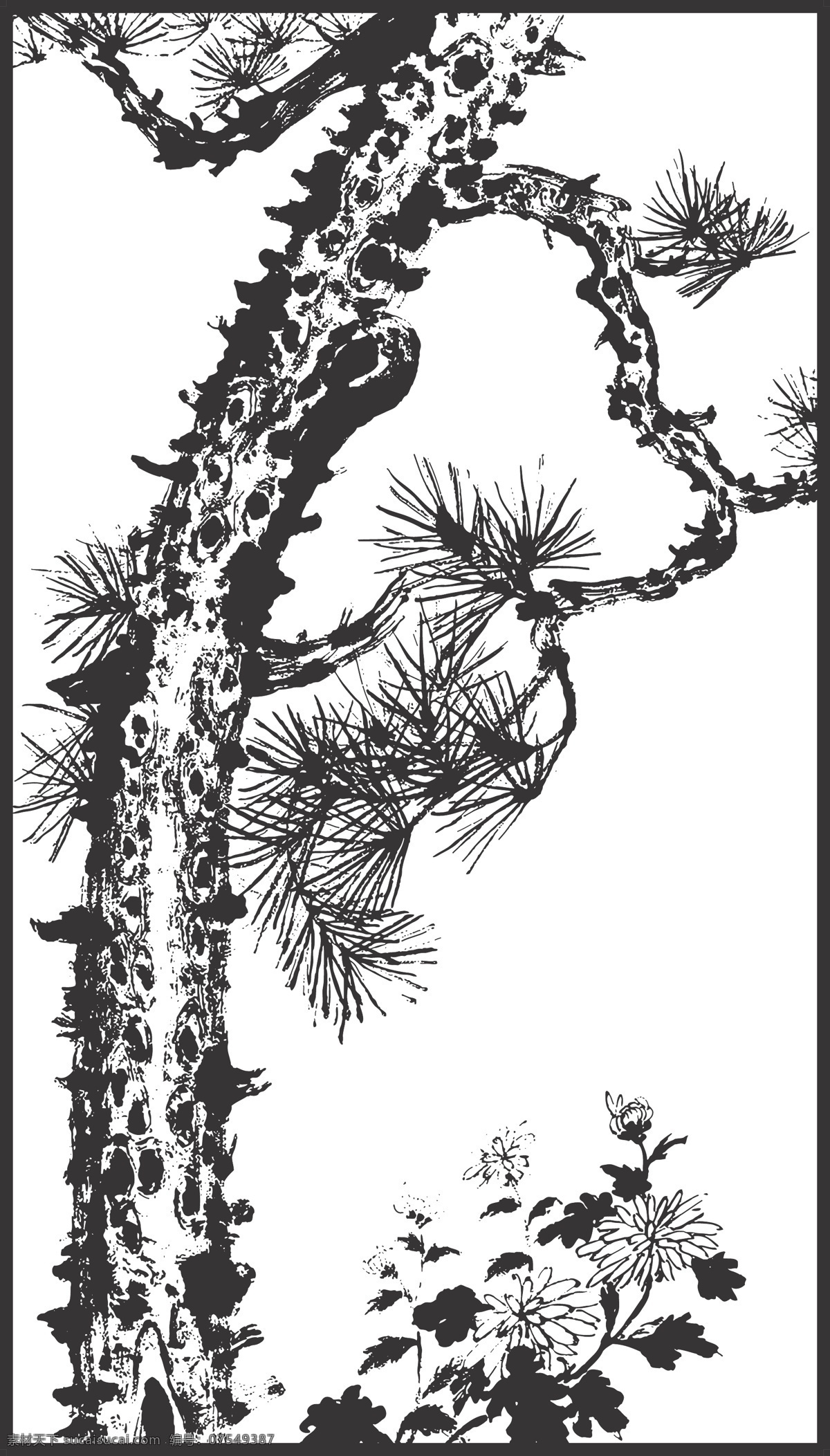 树木与花卉 植物 树木 花卉 观赏 线条 矢量 装饰 插画 白描 生物世界 树木树叶