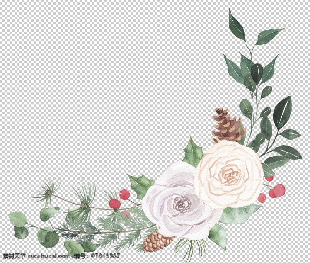 小 清新 水彩 植物 花朵 植物花朵 小清新 绘画 花环 花圈 绿色 绿叶 卡通 装饰图案 树枝 复古