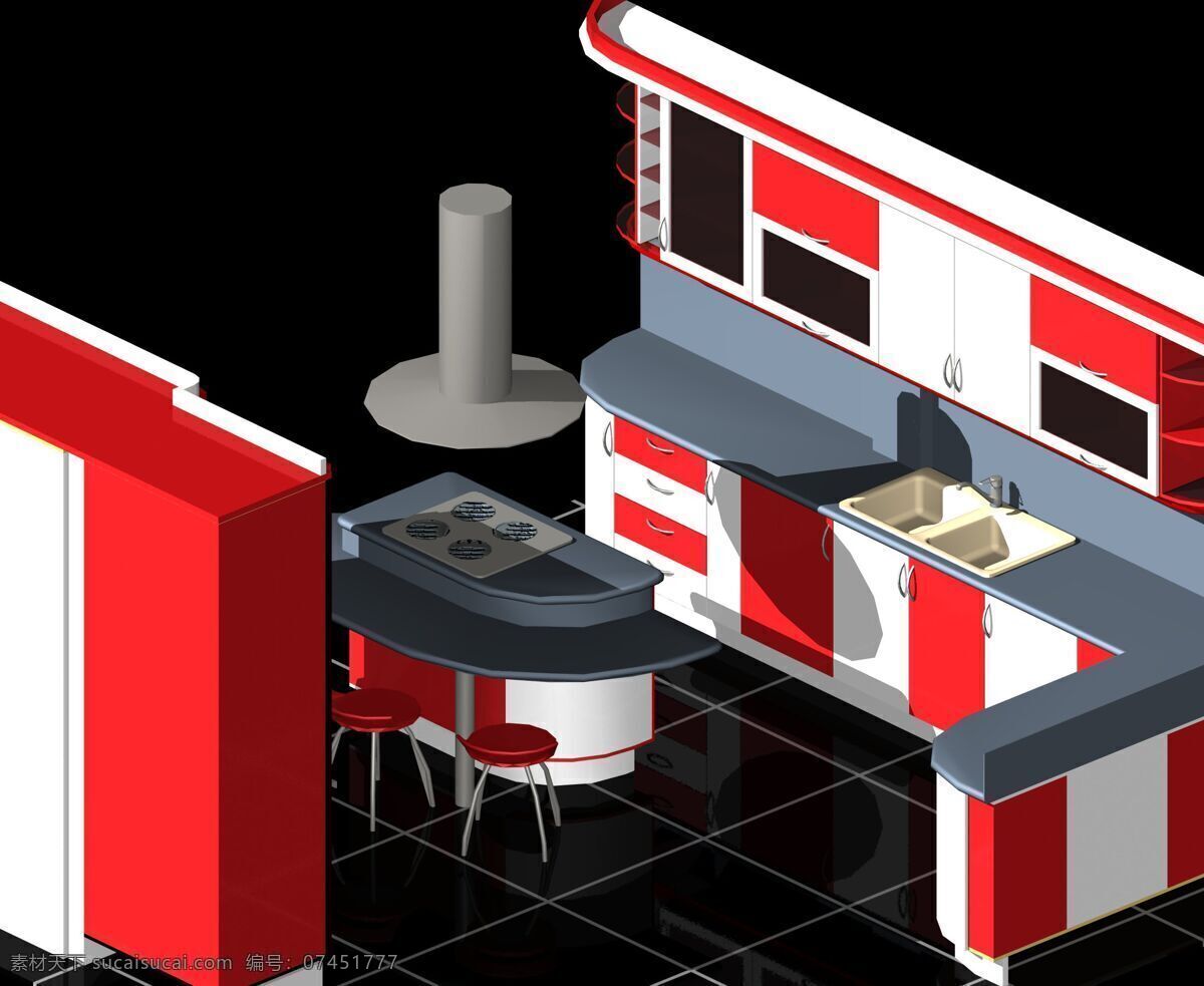 模块化 自动 cad3d 厨房